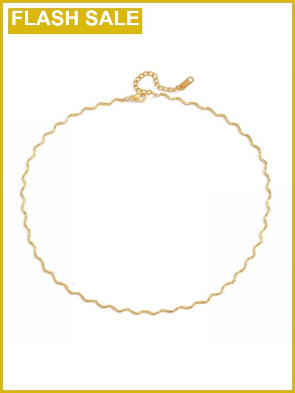18K Gold Plated Wave Necklace Double Layer Adjustable Chain Women Jewelry